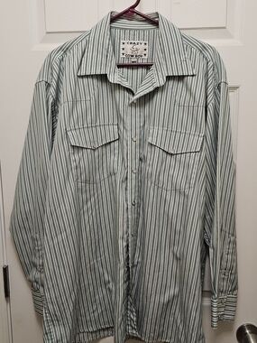 Men's Green Stripe Western Shirt
